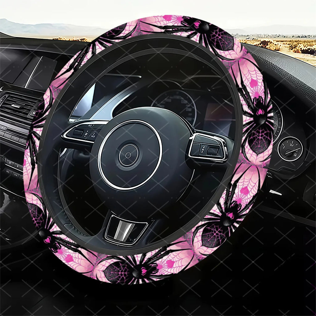 Spider & Pink Heart Steering Wheel Cover – Universal Fit Steering Wheel Cover HIP