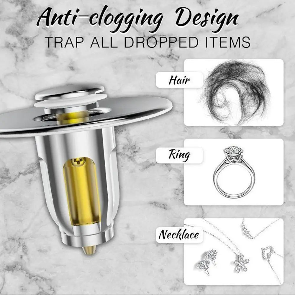 Pop-Up Drain Plug & Hair Catcher – Stainless Steel Sink Strainer Sink Drain Strainer HIP