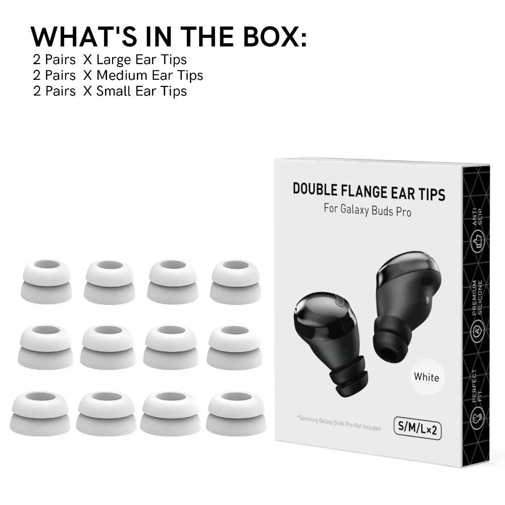 12-Pack Silicone Ear Tips for Samsung Galaxy Buds Pro Replacement Ear Tips HIP white
