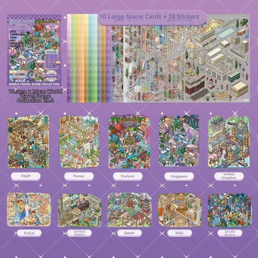 Travel Theme 3D Sticker Book – 10 Themes & 31 Sheets PET 3D Sticker Book HIP