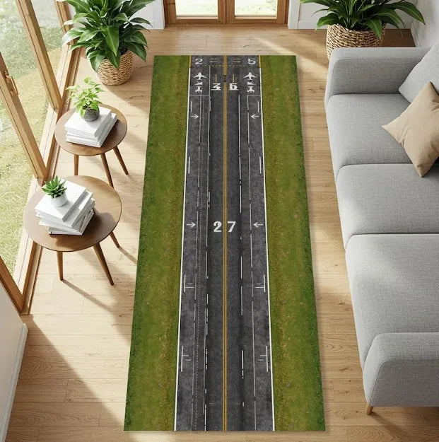Kids Airport Runway Rug – Aviation Themed Playmat Kids Play Rug HIP 4 50X150cm-Felt