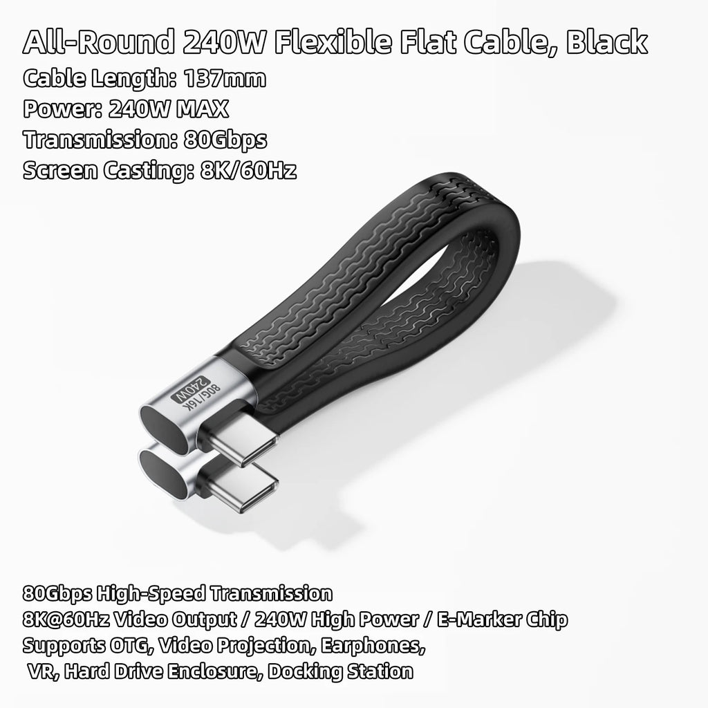USB4 Type-C 90° Cable PD240W 80Gbps 8K@60Hz Fast Charging USB-C Charging Cable HIP USB 4 USB-C-STCW Type-C to Type-C