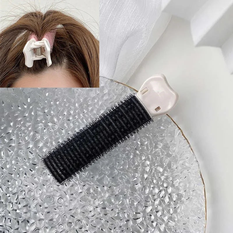 Reusable Hair Fluffy Pads Sponge Hair Base Styling Insert Tool Hair Puff Magic Clip Hair Donut Bun Maker Root Pad Hair Clip Set HIP Black-1Pc