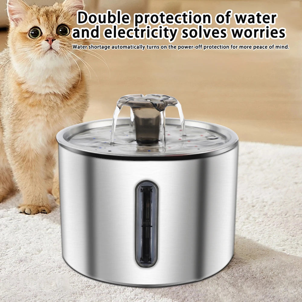 2.5L Stainless Steel Automatic Pet Water Dispenser Fountain For Cats And Dogs Drinking Bowl Easy To Clean Multiple Pets Supplies HIP