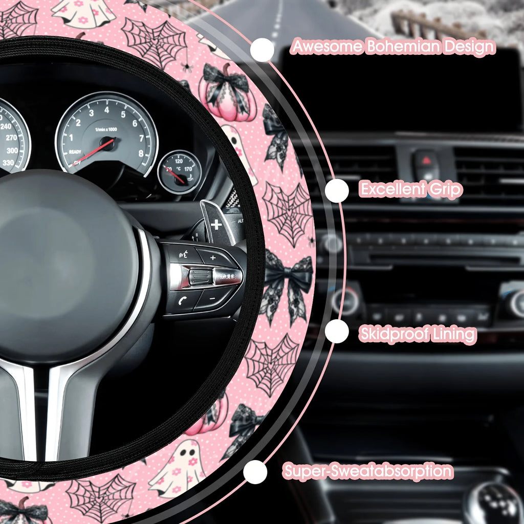 Halloween Neoprene Steering Wheel Cover – Pumpkin & Bat Steering Wheel Cover HIP