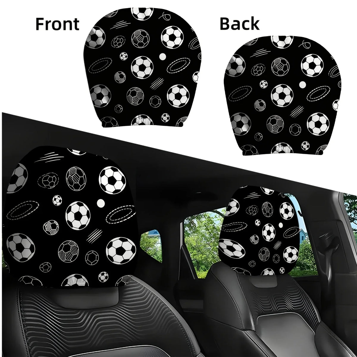 2-Pack Soccer Print Car Seat Headrest Covers – Washable Car Seat Cover HIP 1