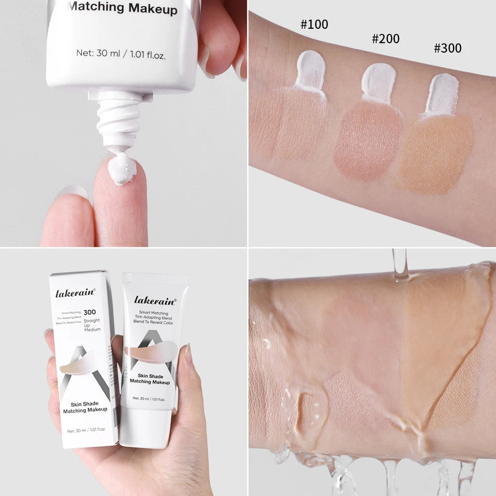 Lakerain Color Changing Liquid Foundation Coverage Skin Shade Matching Makeup SPF15 Moisturizing Even Toning Natural Makeup HIP