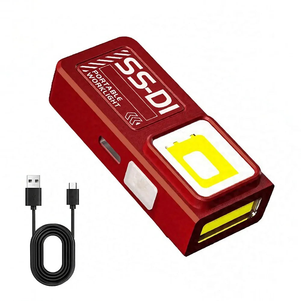 Portable COB LED Flashlight Rechargeable Magnetic Work Light Waterproof Pocket Flashlight Camping Hiking Emergency Outdoor Light HIP Red