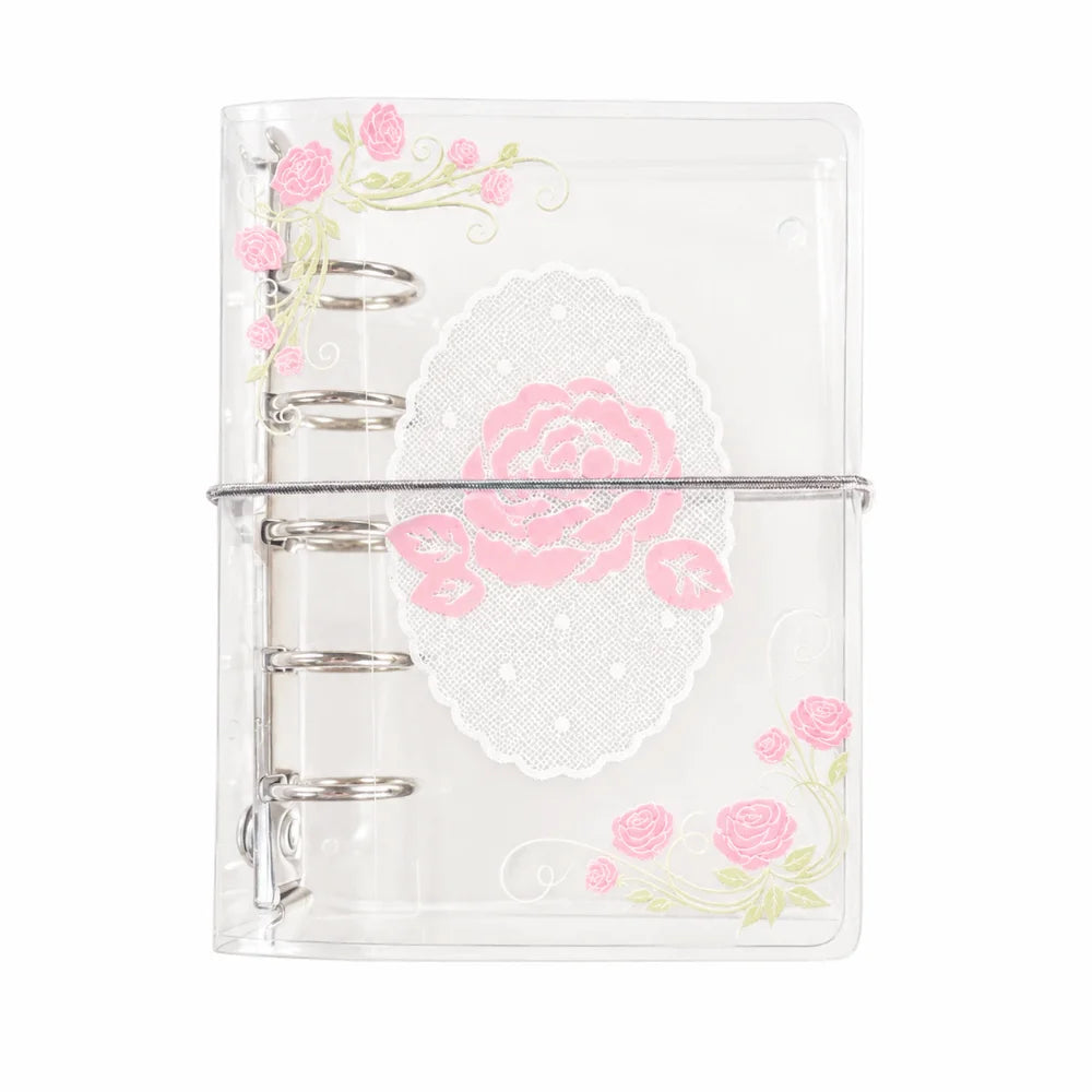 M5 Pocket Binder Journal – Rose Print PVC Loose Leaf Notebook Pocket Binder Journal HIP
