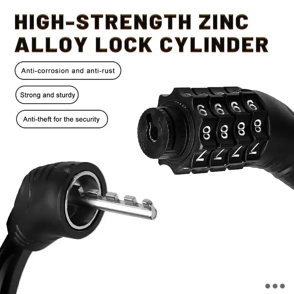 4-Digit Combination Bicycle Cable Lock – MTB & Road Bike Bicycle Cable Lock HIP