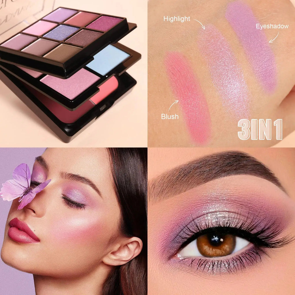 Handaiyan 3-in-1 Eyeshadow Blush & Highlighter Palette Eyeshadow Palette HIP