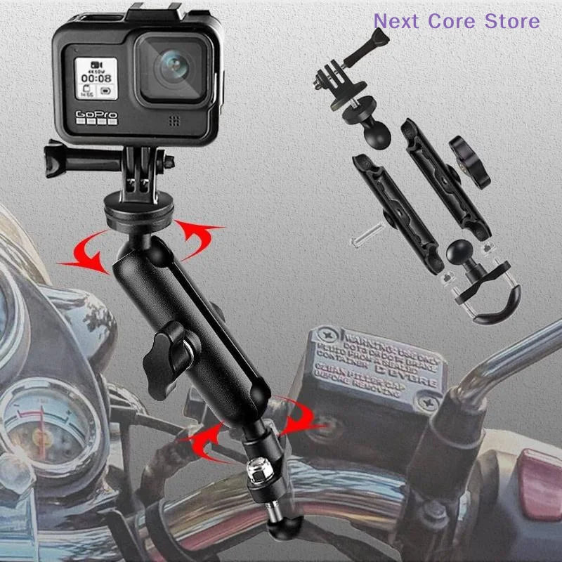 Metal Motorcycle & Bike Handlebar Camera Mount – 360° Rotation Camera Handlebar Mount HIP
