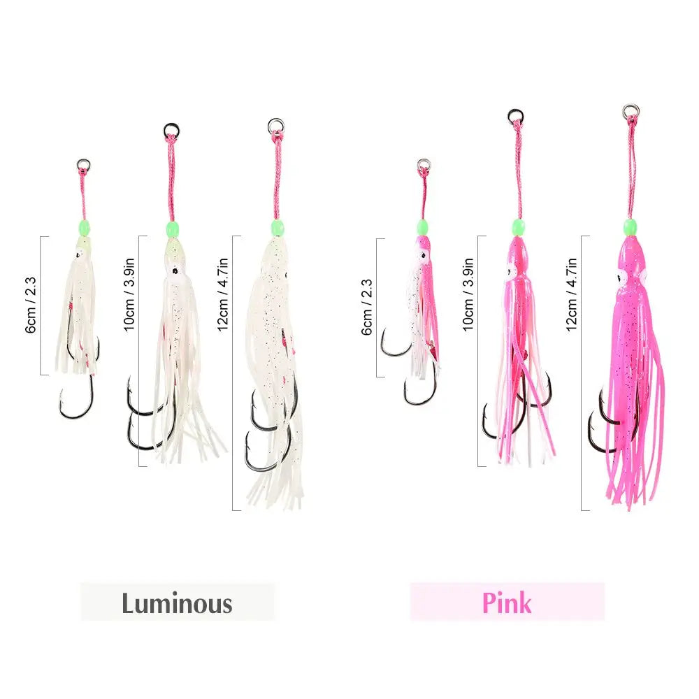 2-Pack Octopus Squid Jig Soft Fishing Lures with Hooks – 3 Sizes Soft Fishing Lure HIP