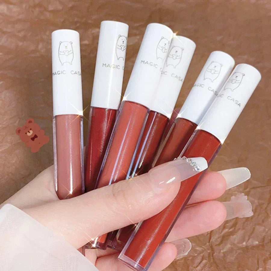 Magic Casa Love Bear Matte Lip Gloss Set – 6 Shades Matte Lip Gloss Set HIP