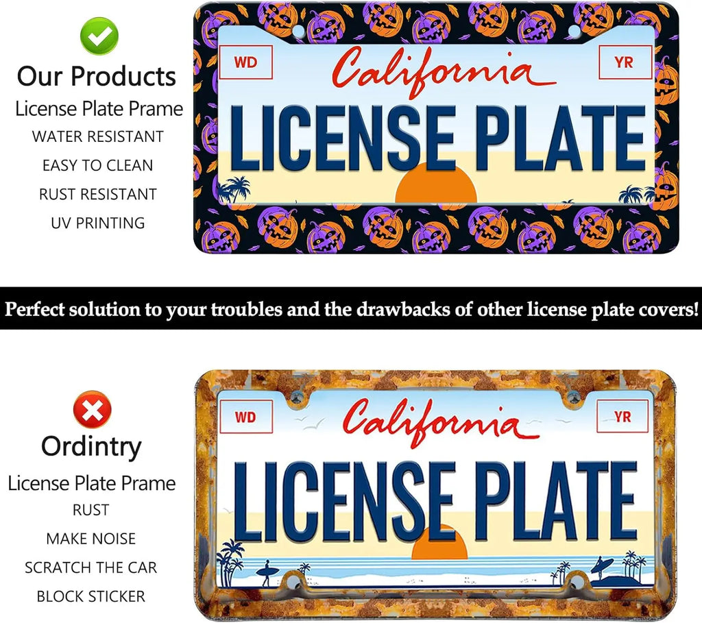 2-Pack Halloween Pumpkin License Plate Frames – Aluminum License Plate Frame HIP