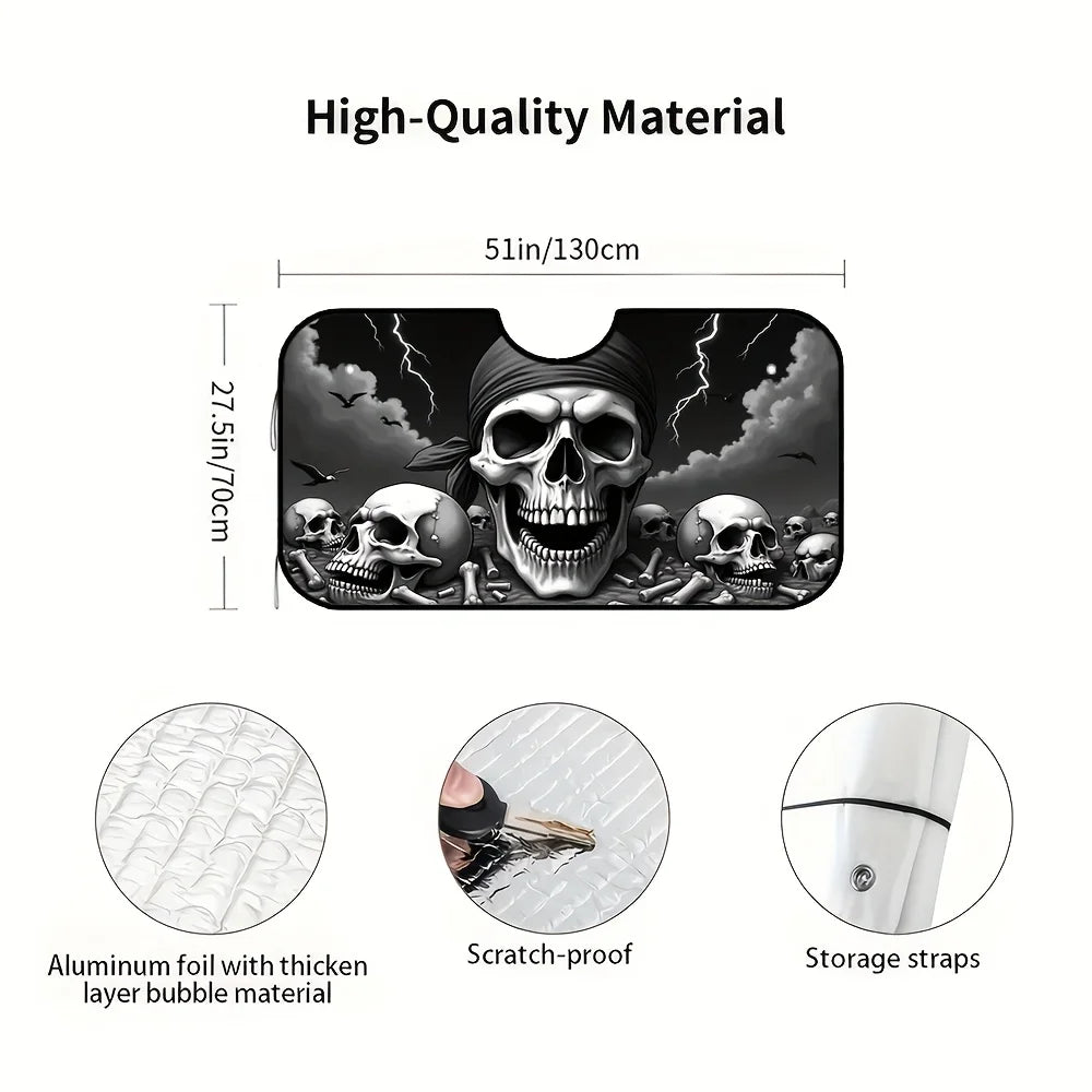 Pirate Skull Car Windshield Sunshade – UV & Heat Protection Car Windshield Sunshade HIP