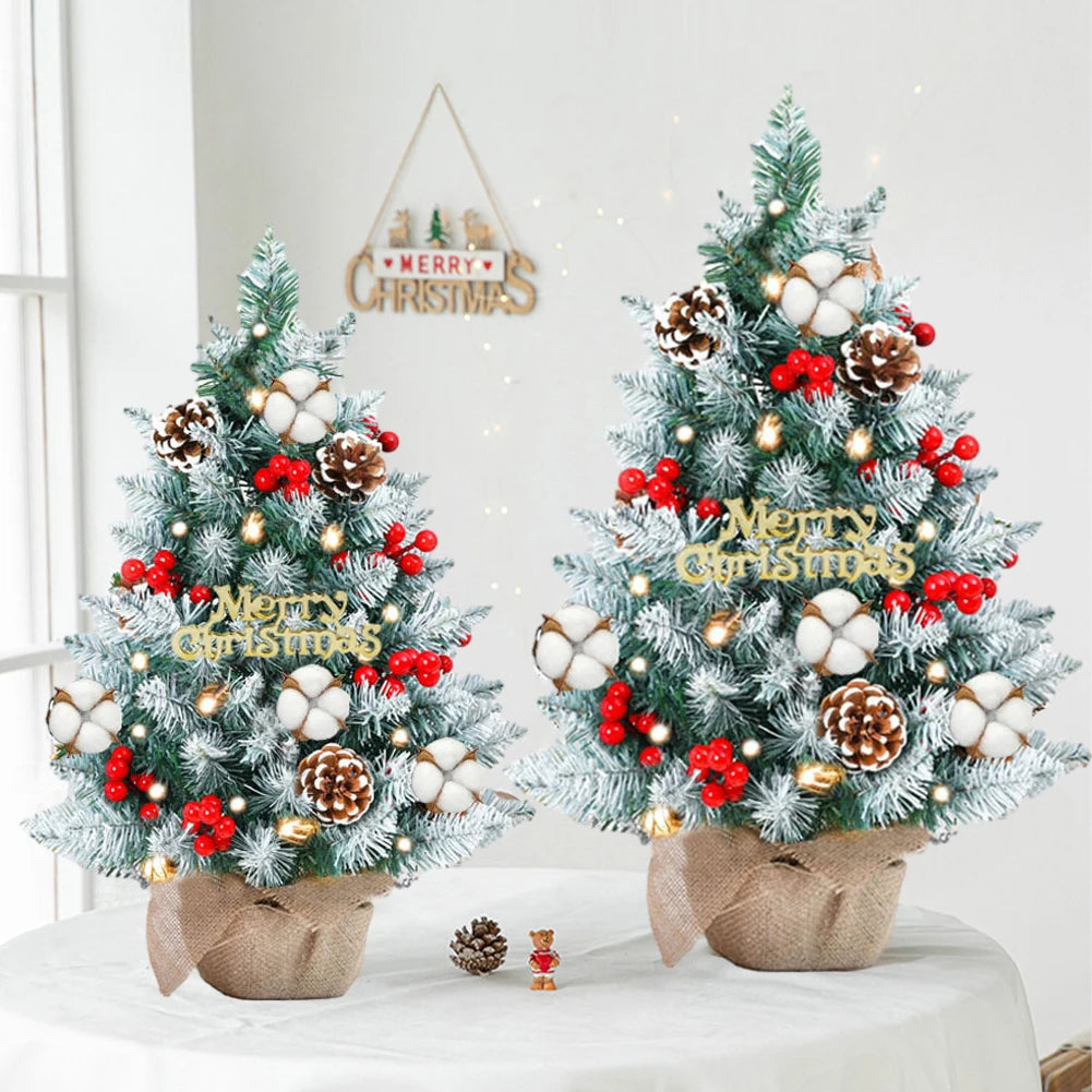 50cm Christmas Tree Set Christmas Decor With Lights Desktop Mini Christmas Tree Ornaments New Year Party Decoration Gift Navidad HIP