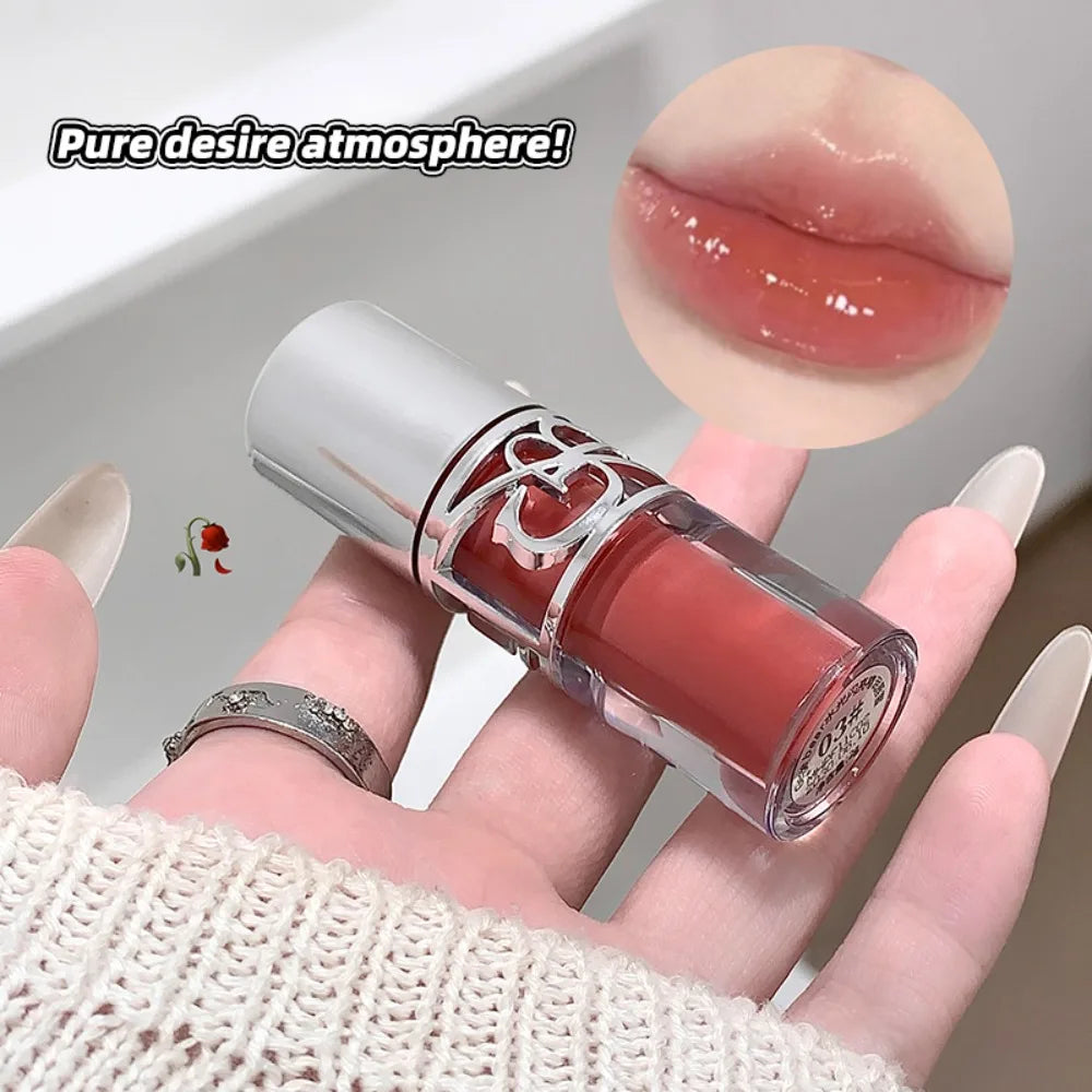 Clear Glass Gray Coffee Shine Lip Gloss Mirror Watery Moisturize Plumper Long Lasting Lip Tint Juicy Lip Oil Gloss Stain Makeup HIP