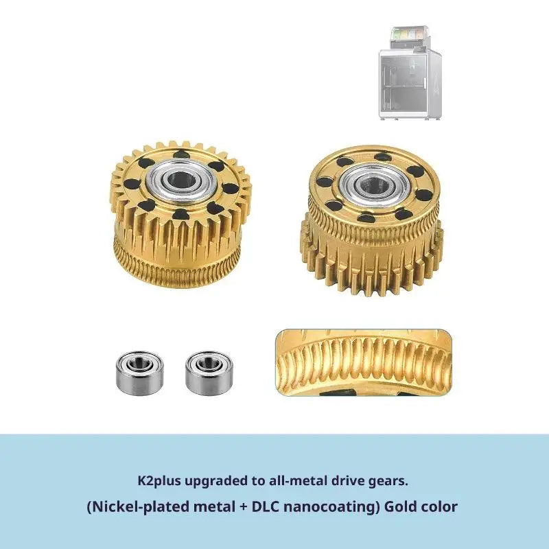 K2 Plus Steel Extruder Gear Kit – Nano-Coated Carbonized Extruder Gear Kit HIP A2