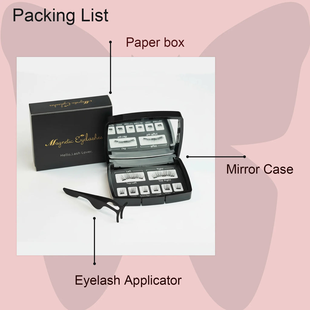 Magnetic Eyelashes Natural Look (No Eyeliner Needed) 3 Magnets Magnets Clusters Double Strips Clip On Easy Reusable (Very Natura HIP