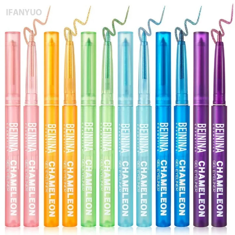 Shiny Chameleon Metallic Yellow Eyeliner Gel Pen Eyeshadow Multicolor Eye Liner Pearlescent Polarized Glitter Eye Pigment Makeup HIP