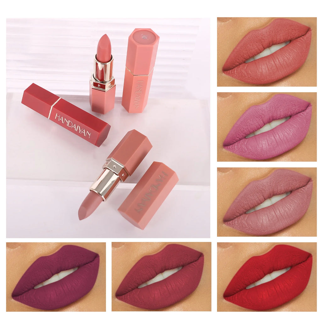 HANDAIYAN Matte Lipstick – 6-Color Moisturizing Long-Lasting Matte Lipstick HIP