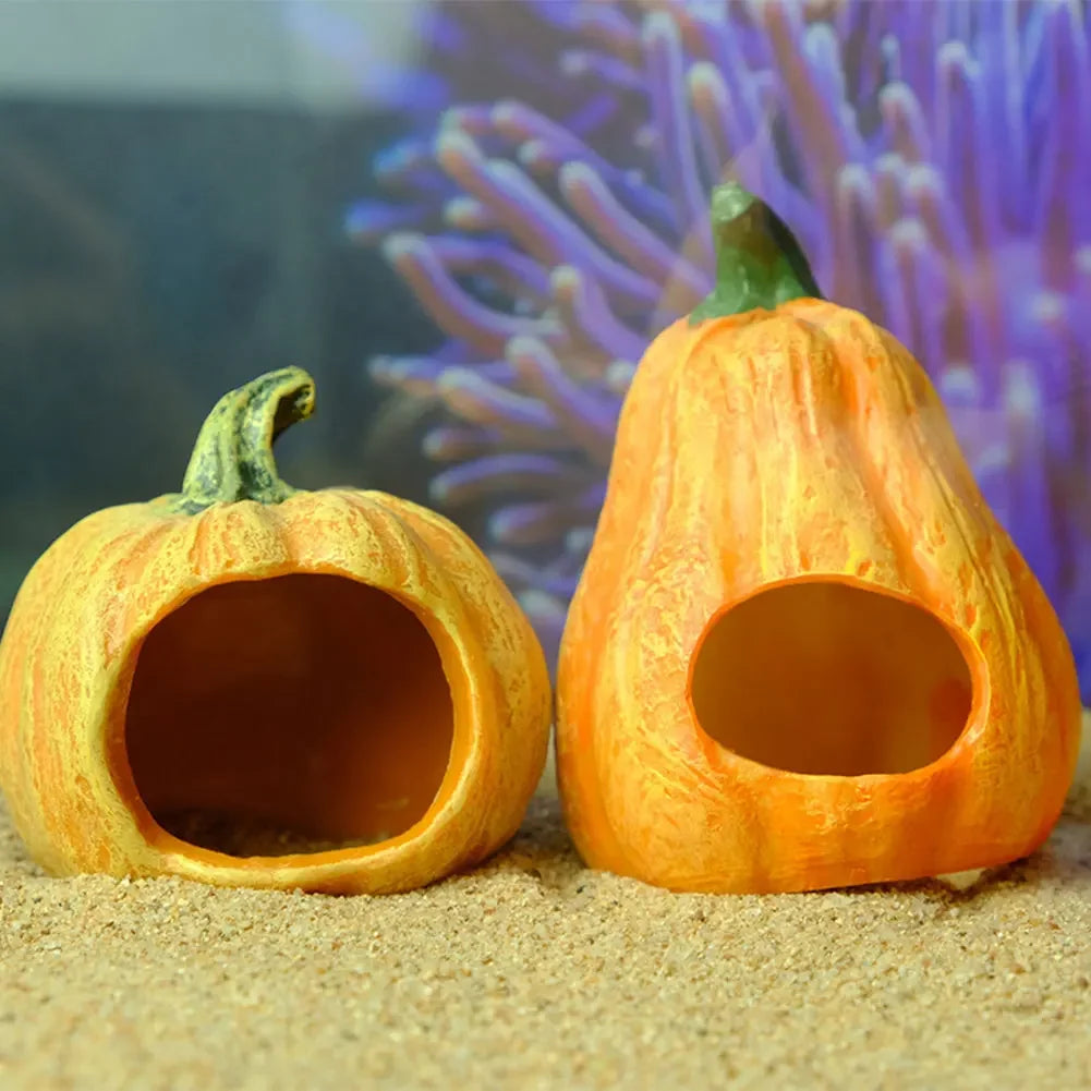 Halloween Aquarium Decorations Pumpkin and Ghost Diving Fish Tank Hidden Cave Decoration Shrimp Turtle Aquarium Landscape Decor HIP
