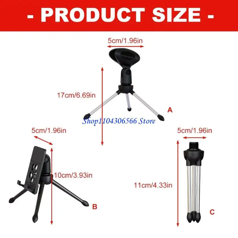 Desktop Tripod Stand for Microphone & Phone – Adjustable Microphone Tripod Stand HIP