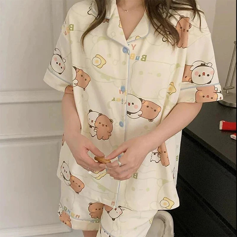 Bubu & Yier Panda Couple Pajamas – Unisex Summer Set Couple Pajama Set HIP