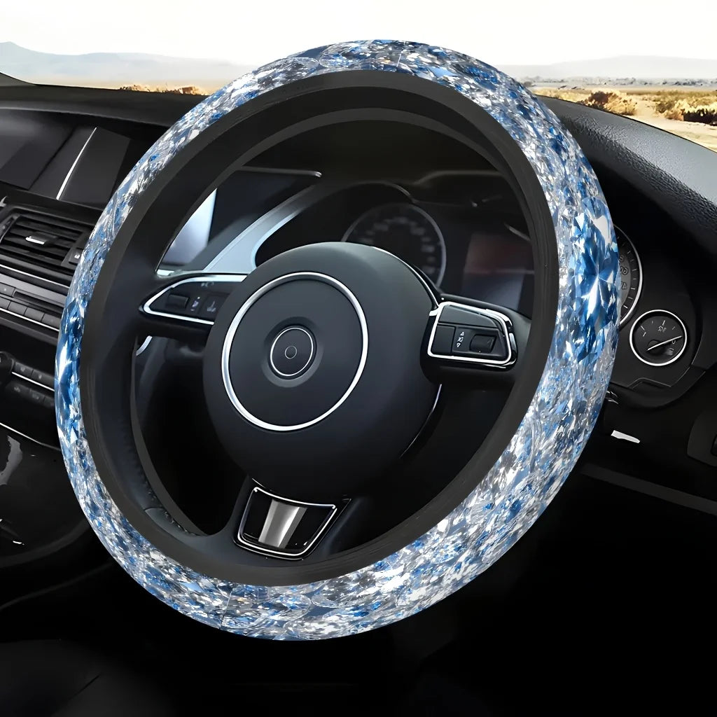 Ice Crystal Floral Steering Wheel Cover – Soft & Breathable Steering Wheel Cover HIP