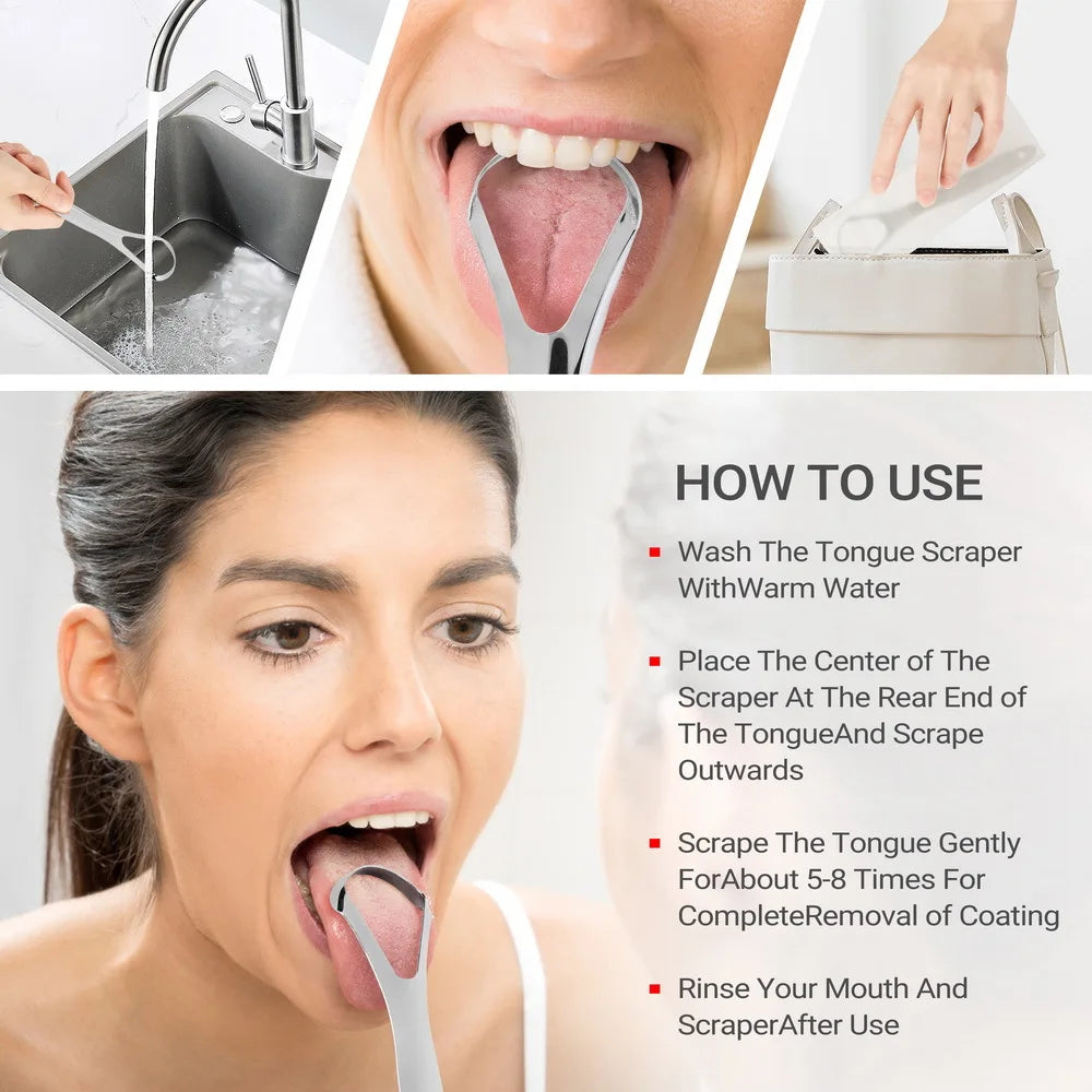Stainless Steel Tongue Scraper – Fresh Breath Oral Hygiene Tongue Scraper HIP