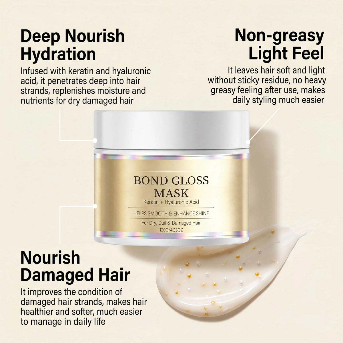 Keratin Hair Mask – Frizz Control, Shine & Deep Moisture Keratin Hair Mask HIP