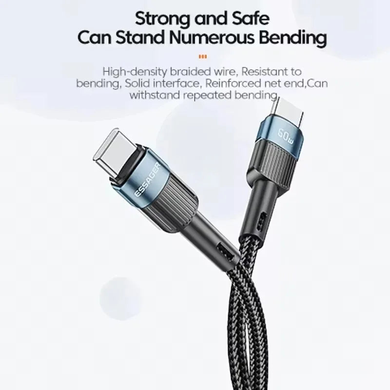 USB-C to USB-C Cable 60W/100W PD Fast Charging | 0.5m–3m USB-C Charging Cable HIP