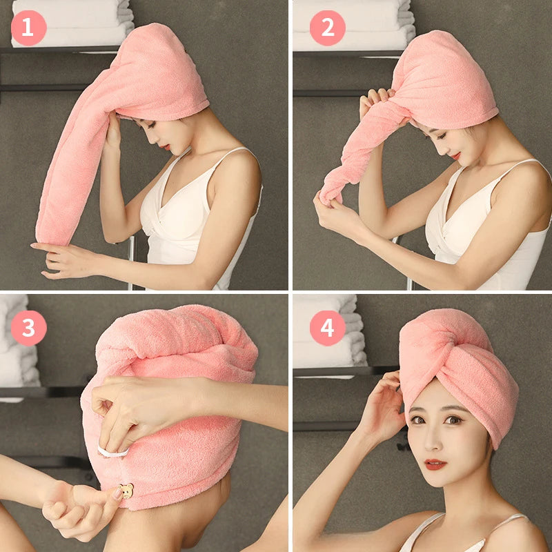 Microfiber Hair Towel Wrap – Quick Dry Absorbent Turban Microfiber Hair Towel HIP