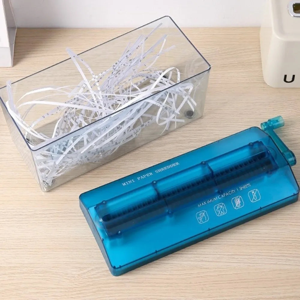 Mini Manual Hand Crank Paper Shredder – ABS Strip-Cut Manual Paper Shredder HIP