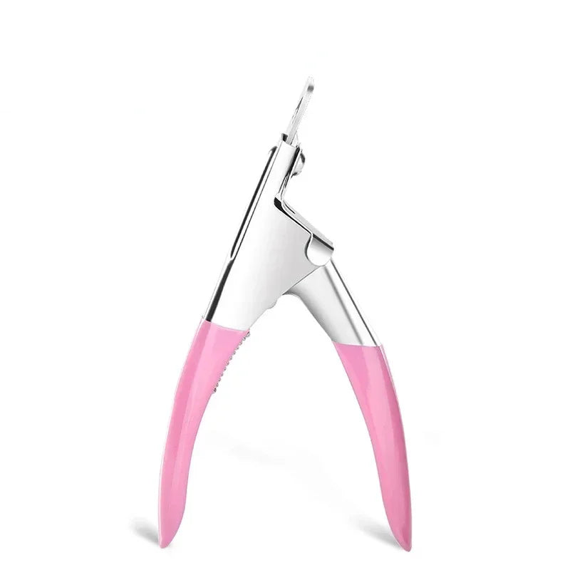 Professional False Nail Clipper – U-Shape Stainless Cutter Nail Tip Clipper HIP C591-Pink-1pcs