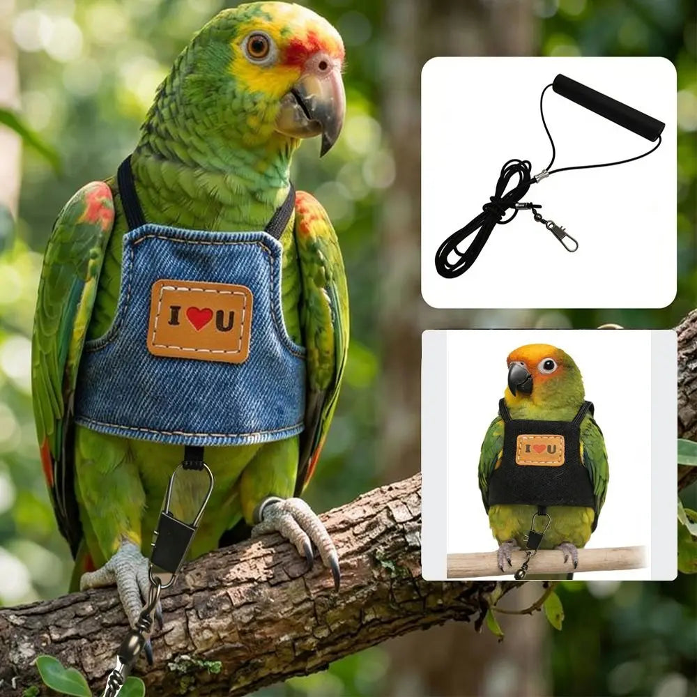 Adjustable Parrot Harness & 2M Leash – Cockatiel Flight Suit Bird Harness Leash HIP