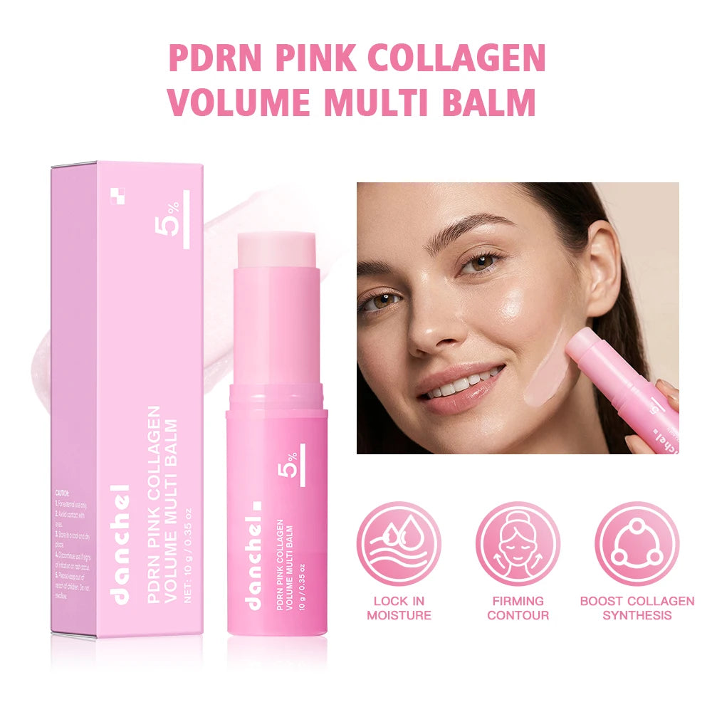 PDRN Pink Collagen Balm Stick Firming Deep Hydration Moisturization Collagen Radiant Portable Stick Plump Eye Neck Lines HIP