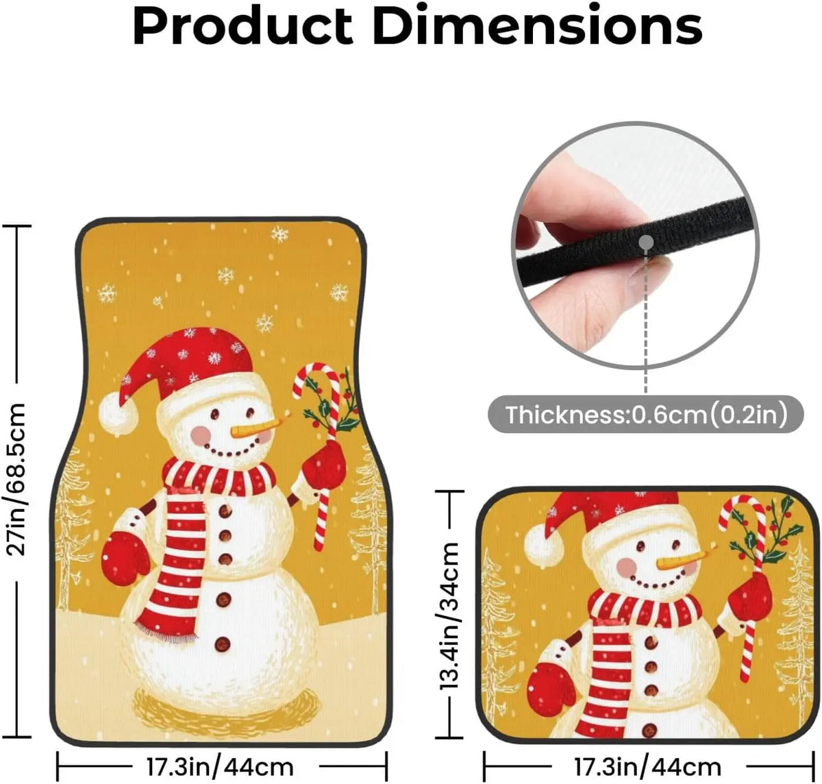 Christmas Snowman Car Floor Mats – 4-Piece All Weather Set Automotive Floor Mats HIP