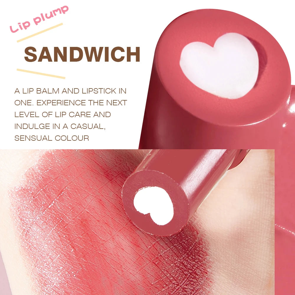 Colored Moisturizing Lip Balm Love Sandwich Lipstick Nutrition Diluting Lip Line Anti-dry Lip Oil Mirror Lasting Lipgloss Makeup HIP