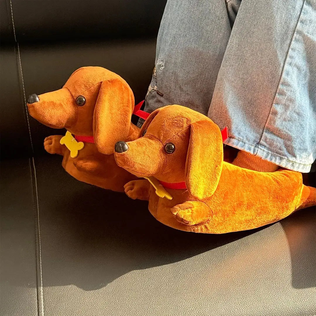 Dachshund Plush Slippers – Cozy Fuzzy House Shoes Women & Men Novelty House Slippers HIP