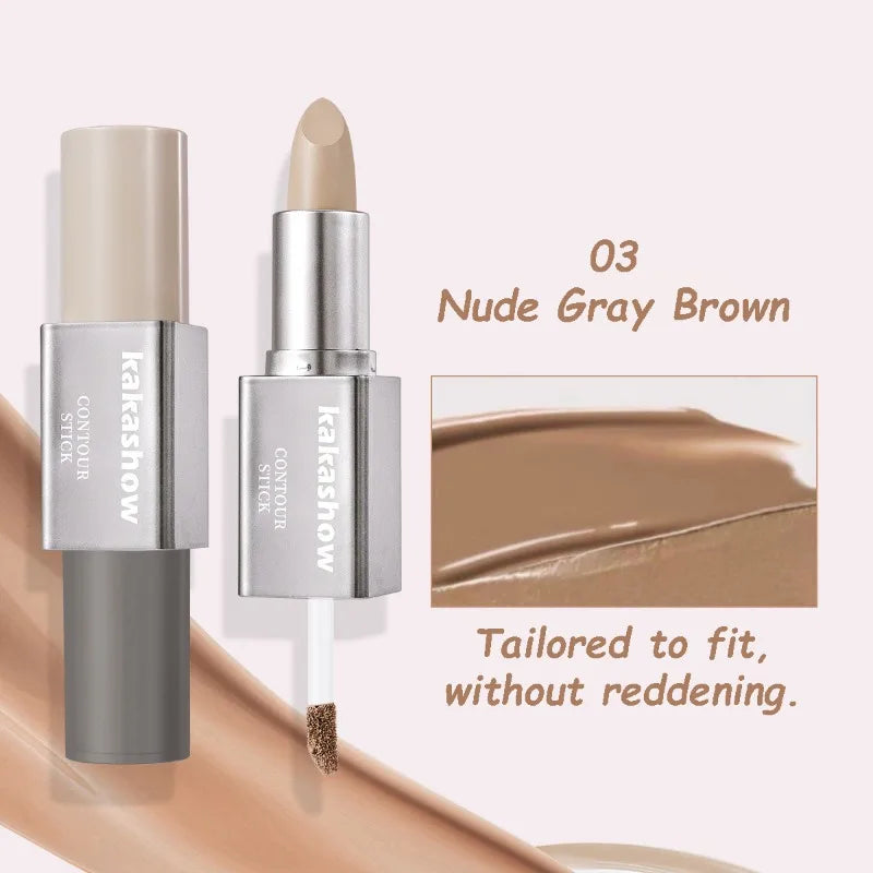 Dual Head Liquid Contour Highlighter Stick Natural Blendable Bronzer Shading Cream Brighten Face Sculpt Stereo Makeup Cosmetic HIP 03 Nude Gray Brown