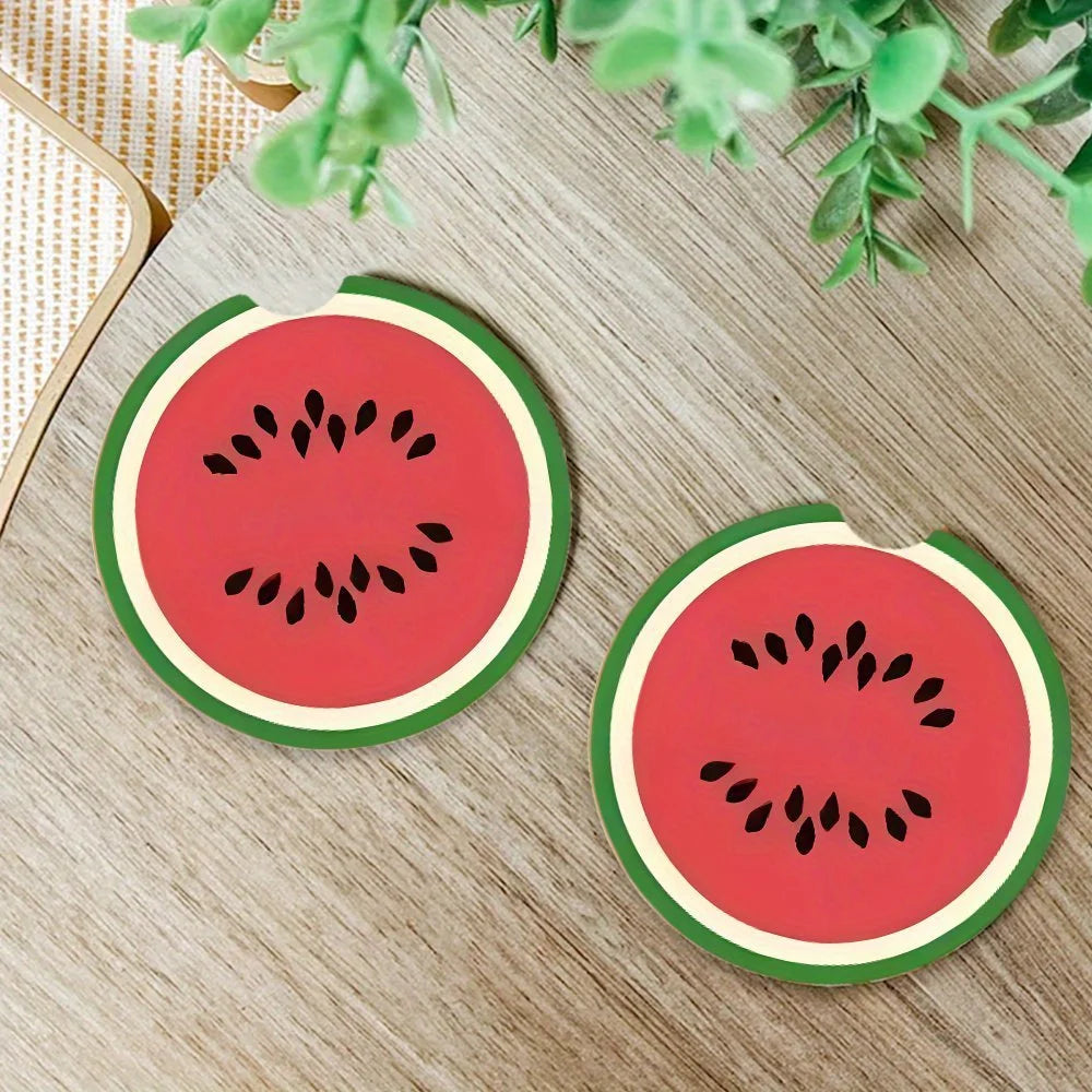 Watermelon Acrylic Car Cup Holder Coasters – 2-Pack Car Cup Holder Coaster HIP