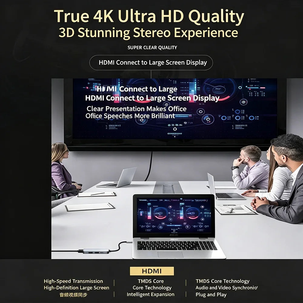 KEBIDUMEI 5-in-1 USB-C Hub – 4K HDMI, USB 3.0 & 100W PD USB-C Docking Station HIP