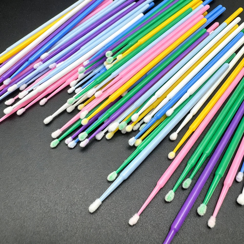100-Pc Disposable Microbrush Eyelash Applicators – 3 Sizes Eyelash Applicator Brushes HIP