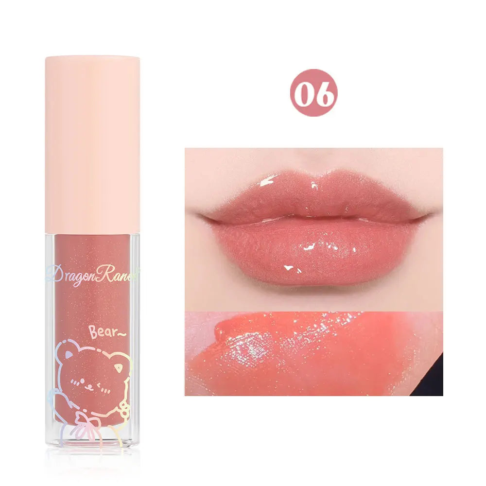 Water Light Glass Lip Glaze Hydrating Mirror Lips Oil Nourishing Moisturizing Pearlescent Glitter Cute Tootsie Mini Lip Gloss HIP 06