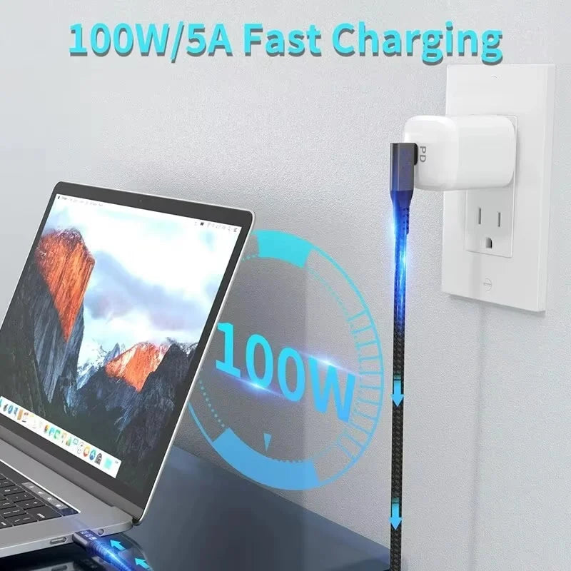 USB-C 90° Extension Cable 100W PD Fast Charging 10Gbps USB-C Extension Cable HIP