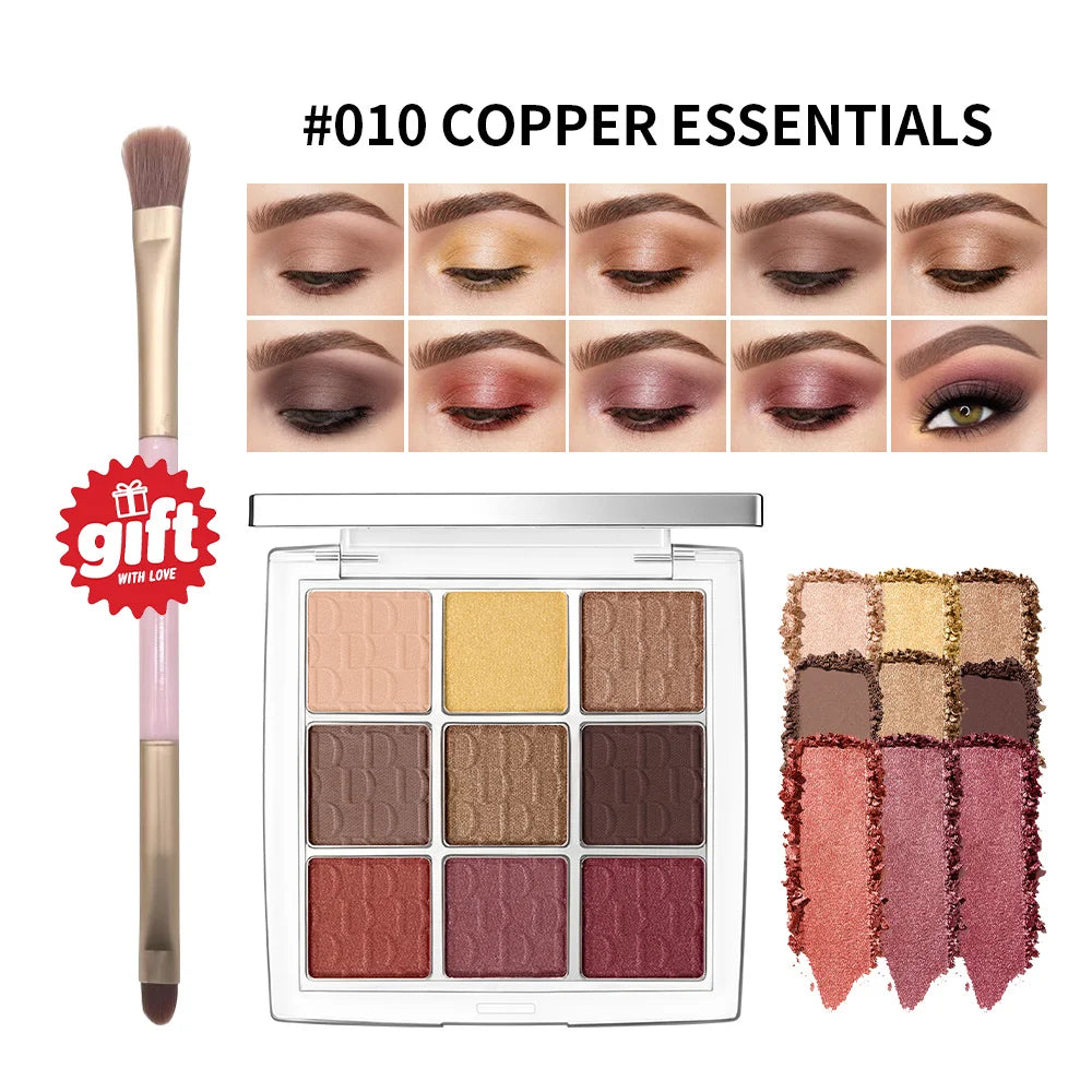 9 Shades Eyeshadow Palette Matte And Shimmer Bright Highlighter For Lying Silkworm With Cosmetic Brush Sweat Resistant Daily Eye HIP 010 Copper