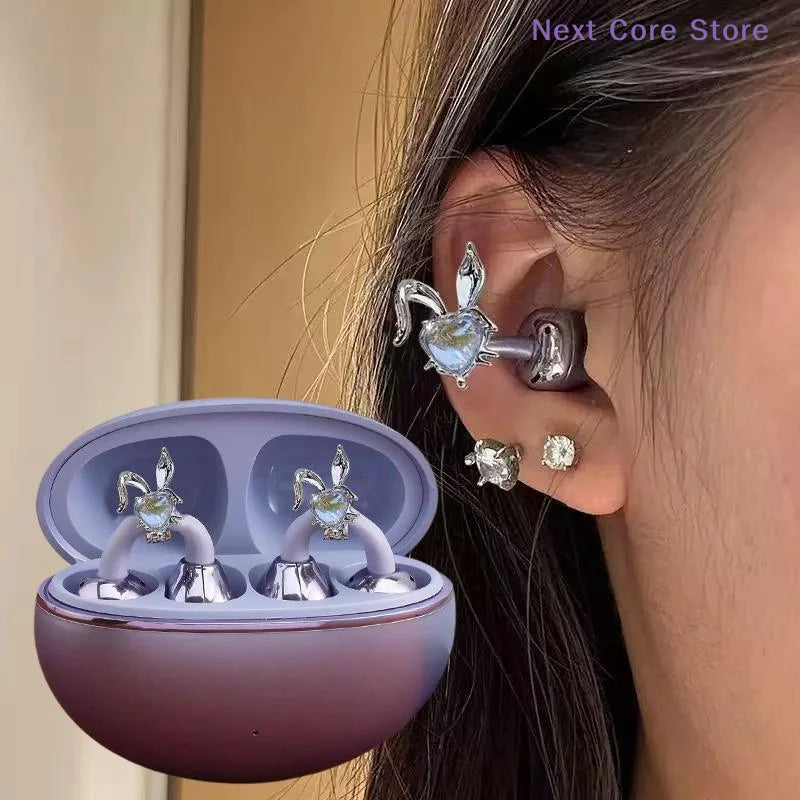 Rabbit Rhinestone Earbud Clip – Detachable Earphone Charm Earphone Charm Clip HIP