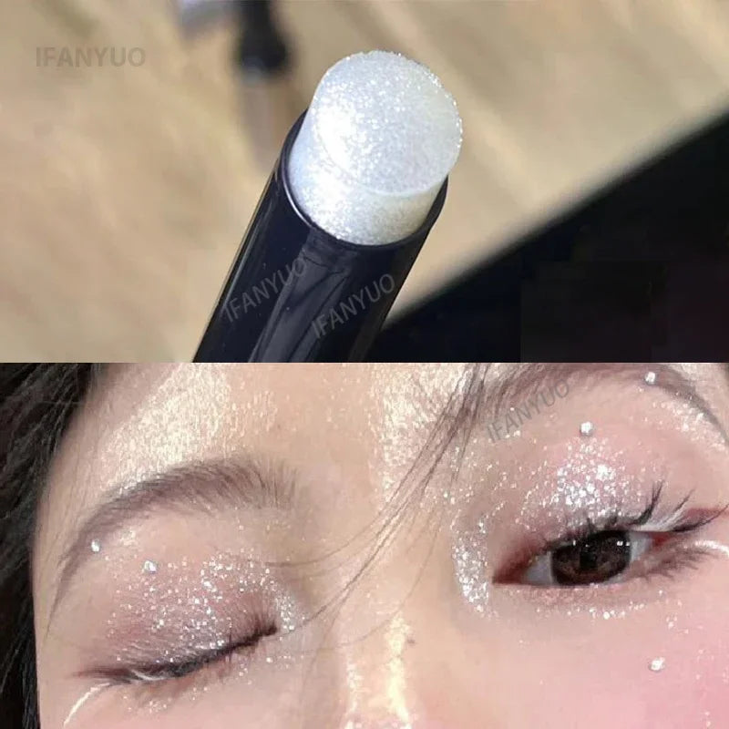 Glittering Highlighter Stick Silver White Lying Silkworm Eyeshadow Pen Lasting Pearlescent Shimmer Face Contour Eyes Makeup Tool HIP